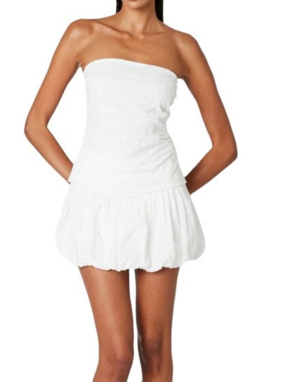 NIA Janelle Bubble Hem Mini Skirt Skort in White Size Small Coquette Party Fairy